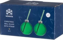 Winteria vihreä joulupallo pillilasi