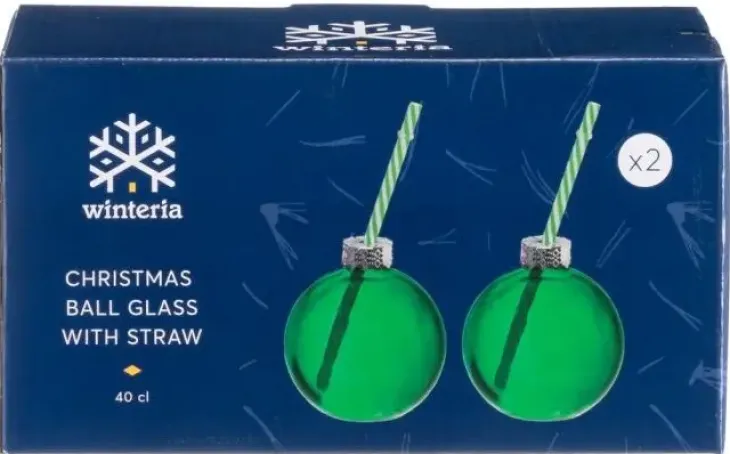 Winteria vihreä joulupallo pillilasi