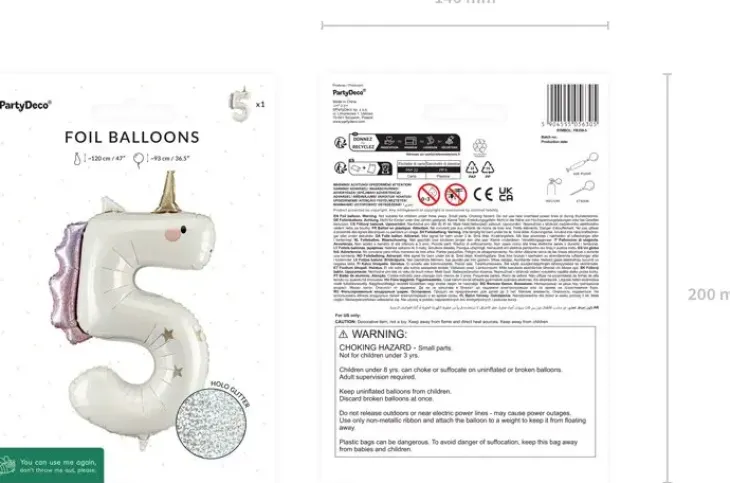 Yksisarvis foliopallo numero 5 93cm